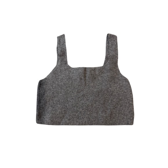 NWT Everlane Size Large Gray Wool Tank Top Cropped Yak Hair Trendy Stretch - Picture 3 of 9